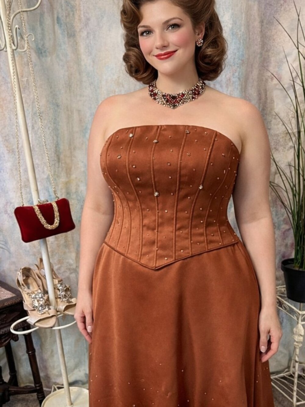 📌Modern Maids  Richly Beaded Strapless Prom - Ball - Formal Gown Size: 26